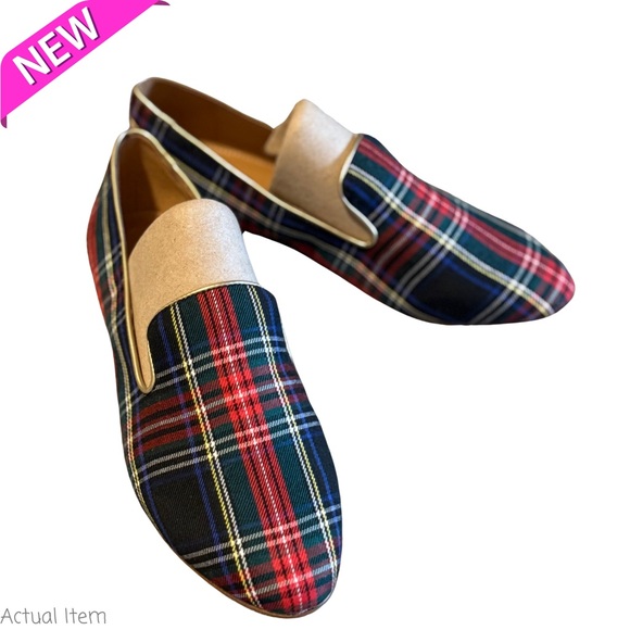 NWT J. Crew Stewart Plaid Tartan Smoking Slippers Loafers Flats Size 8.5 - Picture 7 of 8